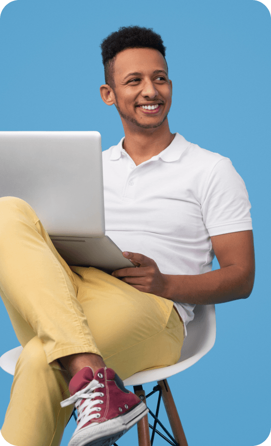 Learner studying on a laptop